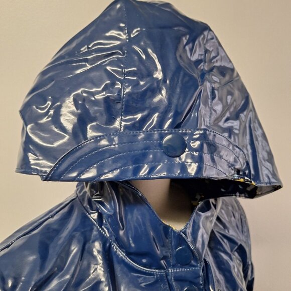 dll Rainwear Cats Dogs Jacket Blue Hooded Pockets Belt Womens Size 14 Snap - Picture 11 of 13